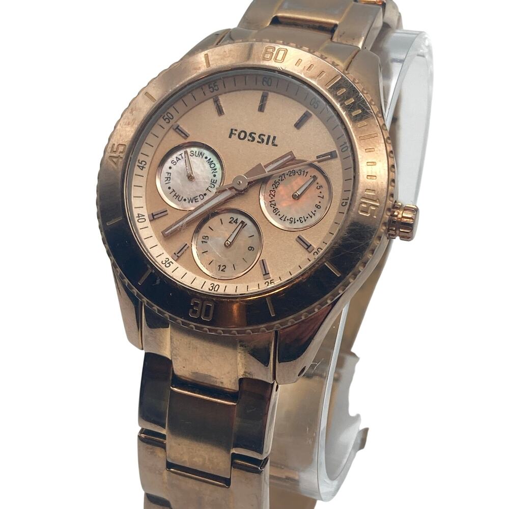 Fossil Stella Rose Gold Women's Watch 38mm - New Battery - All Stainless - WR